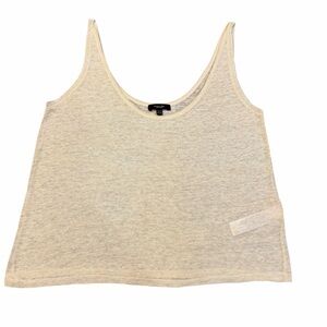 Massimo Duty Linen Blend Sheer Knit Tank Top XS Cream Minimalist Wardrobe